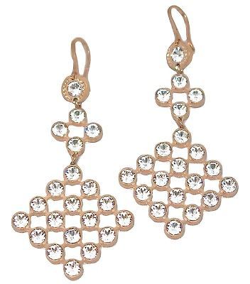Primary image for Rebecca Rose Gold Plated Clear Crystal Net Earrings