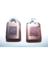 2 Vintage YALE Y&amp;T Antique Brass Key Padlock Yale &amp; Towne 1.25x1.75 Lock... - £35.00 GBP
