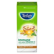 Tetley | Ginger, Mint &amp; Lemon Flavored Green Tea | Immune with Added Vitamin C - £22.34 GBP