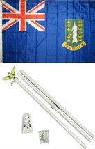 3x5 British Virgin Islands Flag White Pole Kit Set PREMIUM Vivid Color and UV Fa - £22.62 GBP