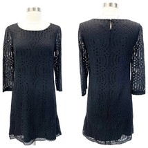 J.Crew Factory Womens 2 Lace Shift Dress Black LBD Three-Quarter Sleeve Gothic - £20.75 GBP