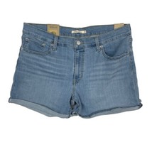 Levi&#39;s 16 W33 Mid Length Light Blue Denim Cuffed Shorts Stretch New - £14.85 GBP