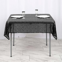 Black- 54&quot; Tablecloths Square Luxury Collection Duchess Sequin Wedding - £32.99 GBP