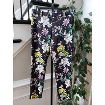 H&amp;M Pants Womens 12 Black Floral Print Super Stretch Ankle Length Regular Waist - $34.65