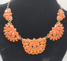 Coral &amp; Gold Tone Statement Necklace - 19&quot; Adjustable - £15.28 GBP