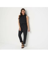 Side Stitch Sleeveless Jumpsuit with Tie Waist Black Size XX-Small A3751... - $671.89 MXN