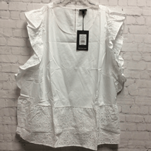 Who What Wear Plus Size Ruffle Eyelet Tank Blouse Top Keyhole Neck White... - £7.97 GBP