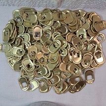 200 Aluminum Gold Soda Can Pull Tabs for Crafts Pop beer tabs (1-hole) - £6.49 GBP