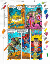 Original 1999 Superman Adventures 36 color guide comic book art page 9,D... - £56.93 GBP
