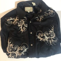Roper Western Style Button Snap Shirt Black Medium Sh2 - $40.58