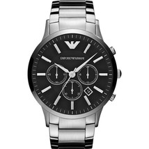 Emporio Armani AR2460 Renato Mens Classic Black &amp; Silver Chrono Watch + ... - $155.32 CAD