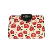 Coach CBO38 Medium Corner Zip Floral Print Bifold Wallet Chalk Black - $83.52