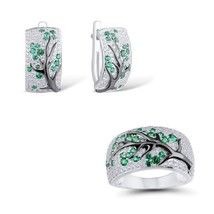 3pcs/set Unique Design Plum Blossom  Jewelry Set for Women Vintage Crystal Zirco - £16.53 GBP