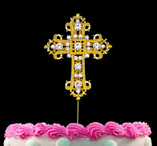 Cross Gold Cake Toppers Decoration for Wedding Religious Baptism Christe... - £13.37 GBP