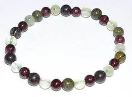 6mm Jasper, Dragon Blood, Garnet &amp; Prehnite bracelet - $19.44