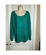 Laura Scott Scattered Beads Green sweater XL NWT soft holiday party - $19.34 CAD