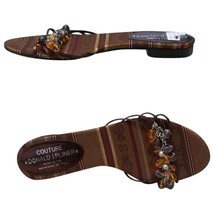 Donald Pliner Brown Silk Expresso Jewels Flat Charms Shoe Sandal NWT $225 - $90.00