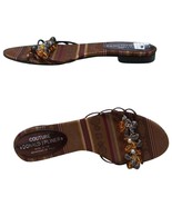 Donald Pliner Brown Silk Expresso Jewels Flat Charms Shoe Sandal NWT $225 - $123.09 CAD