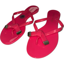 Ivanka Trump Sandals Womens 7 Pink Thong Bow Rhinestone Jelly Flip Flops... - $37.98
