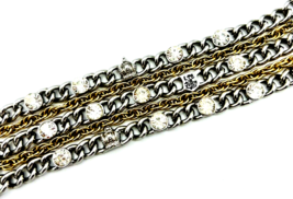 Juicy Couture Two Tone Multi Chain Crown Rhinestone Toggle Bracelet - £30.06 GBP