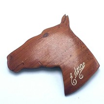 Vtg Handmade Wood Horse Head Folk Art Pinback &quot;Edna&quot; 3 1/2&quot; x 3 1/4&quot; - £11.70 GBP