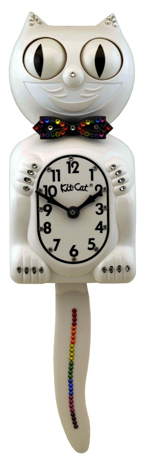 Limited Edition Rainbow Tie Kit-Cat Klock Swarovski Crystals Jeweled Clock - $135.95