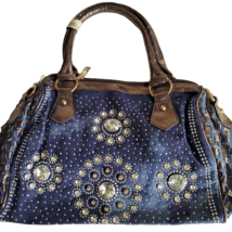 Rhinestone Pewter Blue Handbag Handbag Fashion Purse Bag Bling Detachabl... - £23.40 GBP