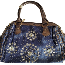 Rhinestone Pewter Blue Handbag Handbag Fashion Purse Bag Bling Detachabl... - £22.24 GBP