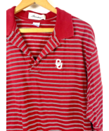 OU Polo Shirt Size XL Red White Rugby Striped Knit Oklahoma Sooners Vint... - $31.54
