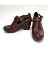 Dansko Bootie Brown Leather Wedge Heel Franka 38 EU Shoes 7.5 - 8 US Buckle - $107.65 CAD