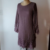 Mikarose NWT Dress Dusty Purple Crochet Overlay Pull On Lace Details Boh... - $34.30