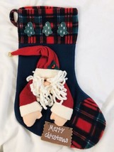 3D dimensional Santa Design Christmas Holiday Stocking Merry Christmas fleece - £11.86 GBP