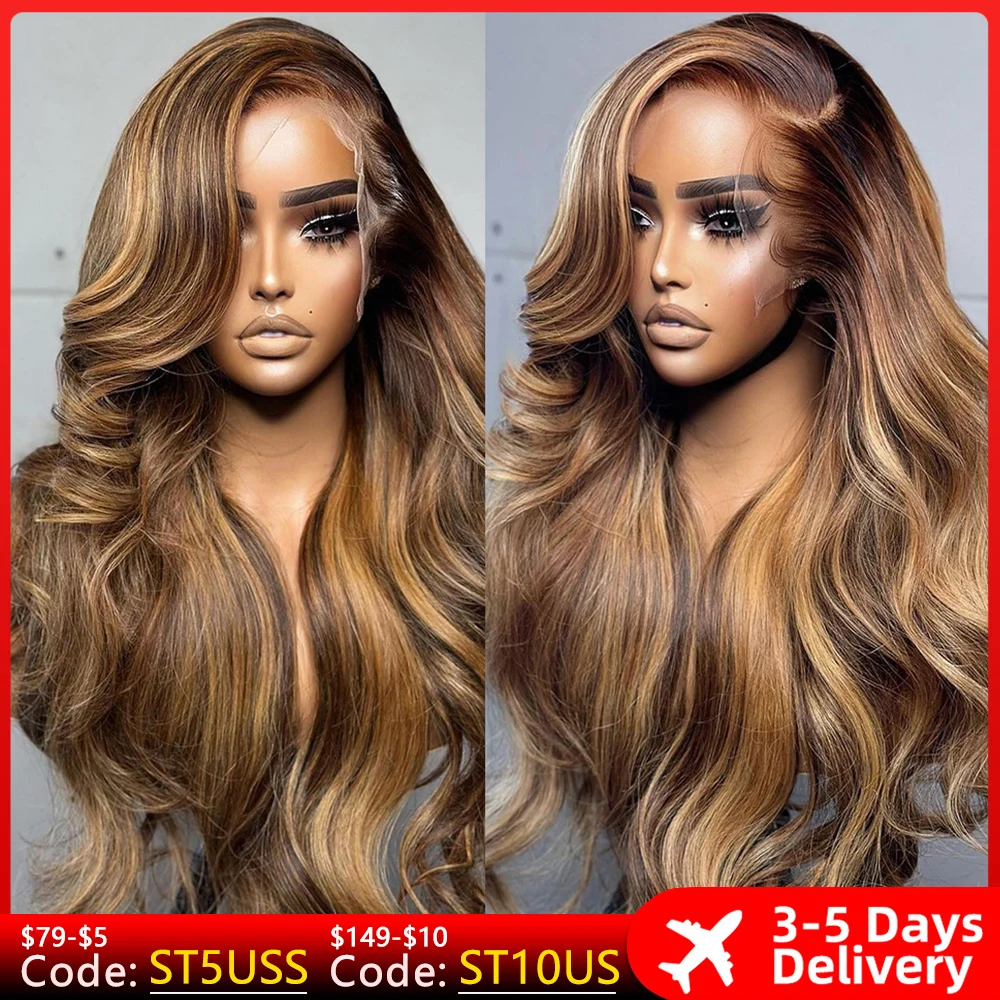 13x4 Highlight Ombre Lace Front Wig Human Hair Wigs For Women Honey Blon - £75.16 GBP+