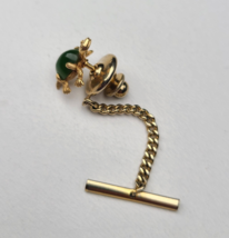 B.A.B 14K GOLD  Vintage Shiny Green Jade Turtle Cufflink - Single Cufflink - $147.51