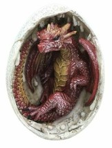 Ancient Mercury Red Dragon Hatchling Breaking Out Of Egg Shell Figurine Fantasy - £15.73 GBP