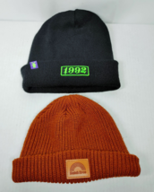 Dutch Bros Coffee Acrylic Beanie Cap Lot Black 1992 Halloween &amp; Rust Orange Hat - £19.89 GBP