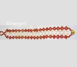 Woven Hot Pink Clear Seed Glass Beaded Bracelet  - £12.78 GBP