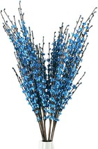 5Pcs 75Cm Long Artificial Flower Winter Jasmine Folk Pip Berry Plant Dry, Blue - $38.99