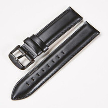 22mm Black Cowhide Top Grain Genuine Leather Premium Watch Strap/Watchband/Belt - £12.03 GBP