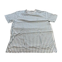 D&amp;F Ricky Singh T-Shirt Men&#39;s Large White Teal Striped Short Sleeve Pullover - £12.70 GBP