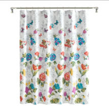 Floral fabric shower curtain standard 72x72 embroidered flowers bathroom decor - £23.59 GBP