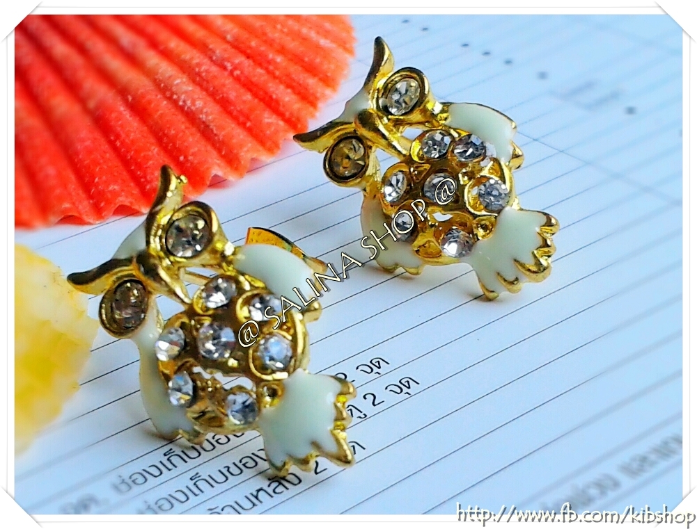 Owl Earring with diamond, cheap earring , stud earring ,fashion earring - $4.50