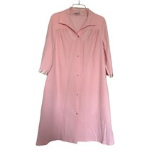 Vintage Vanity Fair Womens Robe Pink M Velour Half Sleeve Satin Trim Snap Front - £22.42 GBP