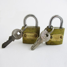 2 Small Metal Padlocks Heavy Duty 1&quot; Brass Box Locks Keyed Jewelry 2 Keys 25mm ! - £16.07 GBP