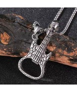 Silver Rock Skull Guitar Pendant Necklace Men Women Punk Jewelry Chain 2... - £7.13 GBP