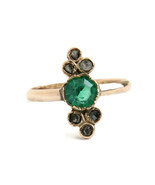 Victorian 0.48ct Rose Cut Diamond Emerald Engagement Pretty Ring - £403.69 GBP