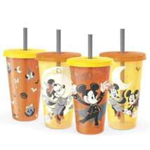 Four (4) ~ Zak  ~ 24 oz Glow in the Dark Halloween Cups ~ Disney ~ Mickey Minnie - £21.25 GBP