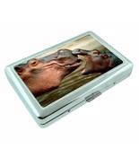 Hippo Metal Silver Cigarette Case D1 Mother Cute Baby Africa River Animal - £12.47 GBP