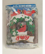 Design Works Crafts 13&quot;x16&quot; Winter Felt Christmas Joy Wreath Cardinals 5... - £9.26 GBP