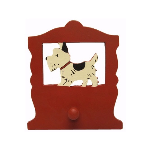 Retro Style Painted Wood Scottie Dog Wall Hook - $4.95